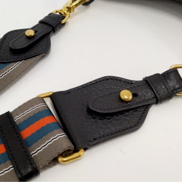 Authentic Pristine Prada Vitello Phenix Leather Web Stripe Strap Crossbody Bag - Picture 7 of 9